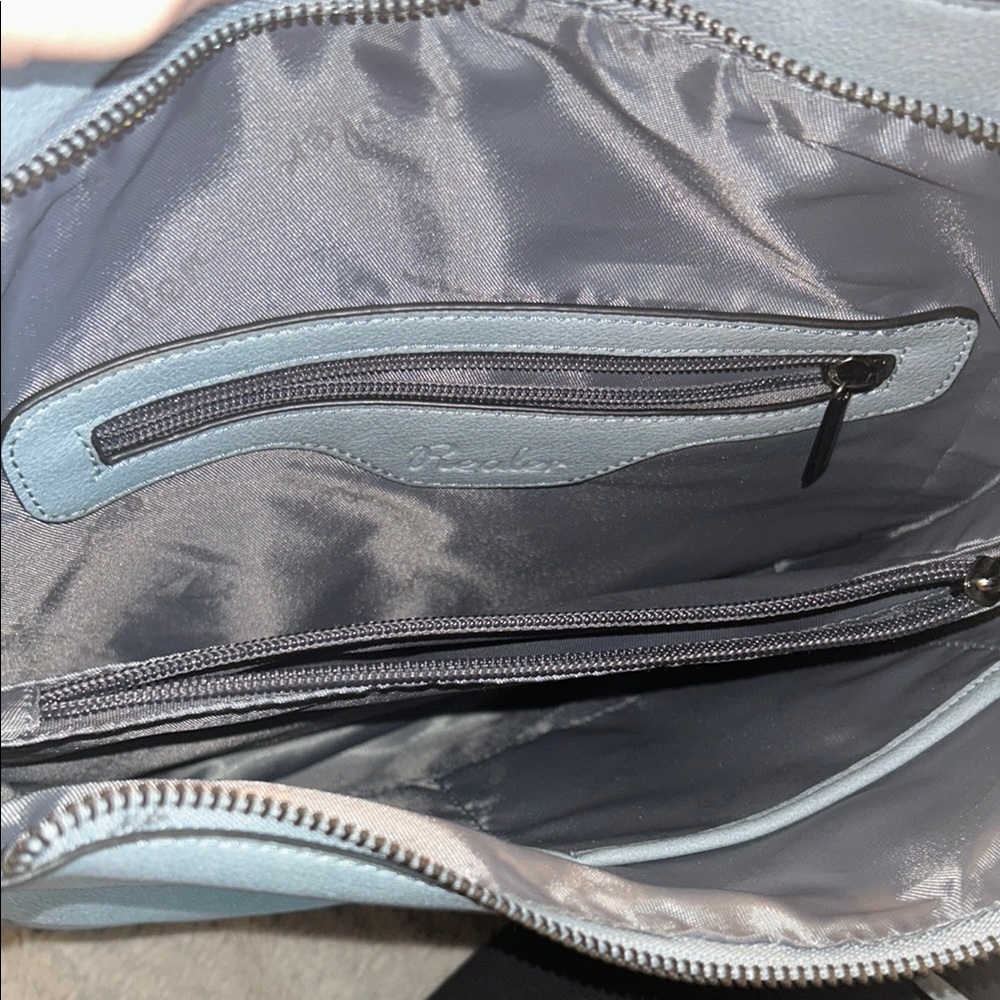 Realer Blue Slouchy Shoulder Bag with Silver Hardware - Picture 2 of 4